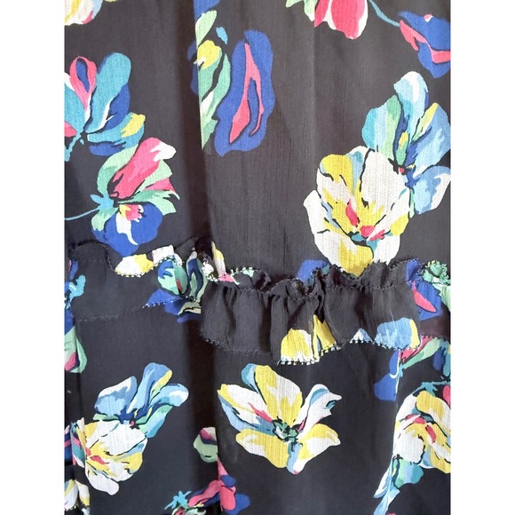 Lauren Ralph Lauren Black Floral Tiered Ruffle Georgette Dress NWT Size 18 - Picture 3 of 11